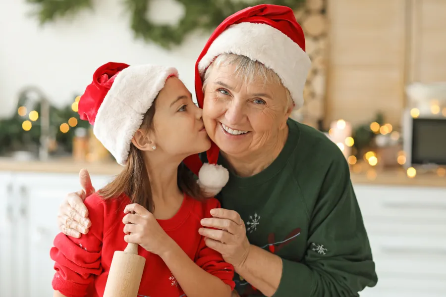 Grandmother and granddaughter baking